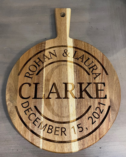 Custom Cutting Board 13 X 17, Round or Square with Handle