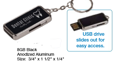 Custom Engraved  Black/Silver Metal USB Flash Drive with Keychain